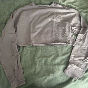Gray Long Sleeve Crop Top